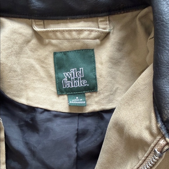 Wild Fable Khaki Work Jacket With Faux Leather Detail - Picture 4 of 8